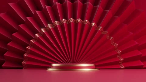 3d animation 4k, festive background with spinning fans and empty stage. Stock Footage 161908106