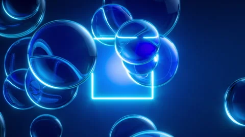 3d animation. Abstract animated blue background of square neon linear frame Video stock 295066199