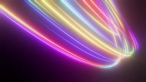 3d animation of abstract background with ascending colorful neon lines Stock Footage 258452352