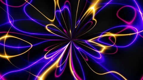 3d animation of abstract background with ascending colorful neon glowing lines Stock Footage 347445356