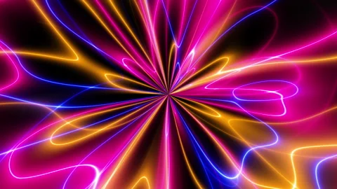 3d animation of abstract background with ascending colorful neon glowing lines Stock Footage 347745585