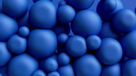 3d animation, abstract background with blue balls, inflatable balloons. Video stock 229706409