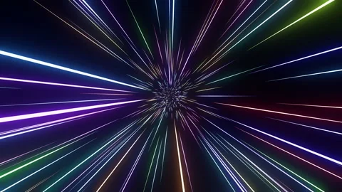 3d animation of abstract background with colourful neon glowing lines Stock Footage 258334188