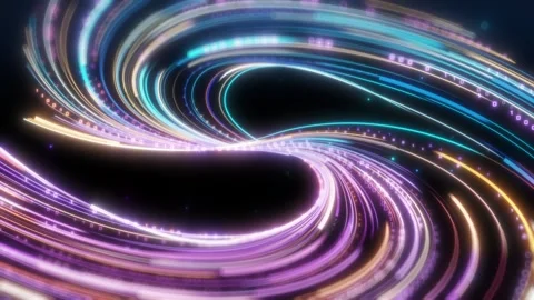 3d animation, abstract black background with pink blue neon lines. Transition to Stock Footage 278132623