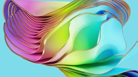 3d animation, abstract colorful background with waving layers of elastic cloth Stock Footage 229706994