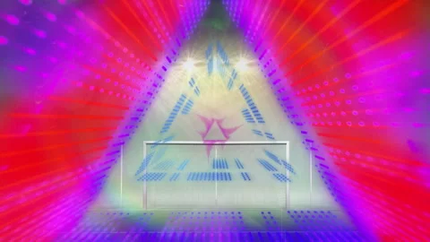 3d animation of abstract colorful triangular patterned neon beams zooming over Stock Footage 316217498