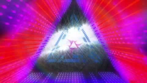 3d animation of abstract colorful triangular patterned neon beams zooming over Stock Footage 316217507