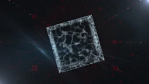 3D animation of abstract cube floating in space in 4K creative graphic Stock Footage 132850795