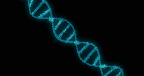 3D animation of abstract DNA on blue backdrop with seamless loop. Stock Footage 151380125