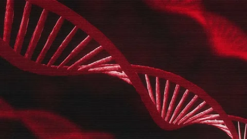 3D animation of abstract DNA on dark backdrop with seamless loop. Conceptual Stock Footage 167675100