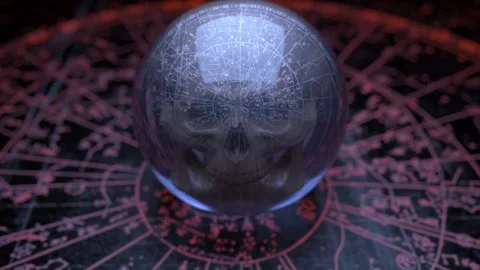 3D-animation. abstract esoteric magic ball with a skull Stock Footage 292230298