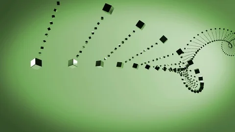3d animation abstract geometric shapes turning cubes on green  background Stock Footage 107830422