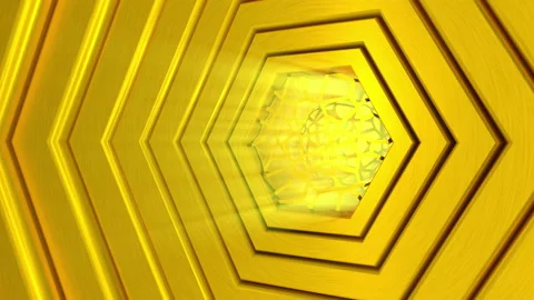 3D animation of abstract golden background. Looped Video stock 107533217