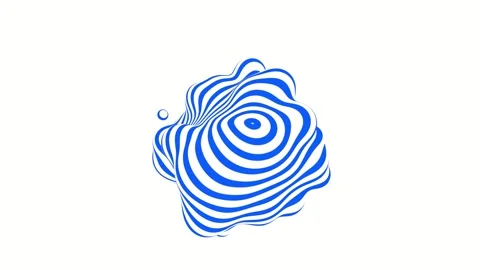 3D animation of an abstract liquid with white and blue stripes . Stock Footage 259191254