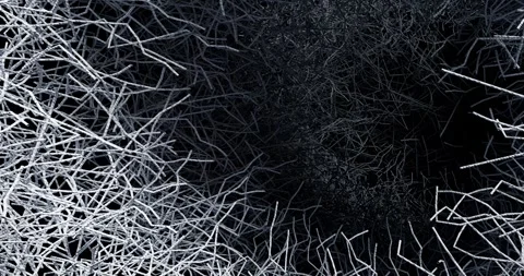 3D animation is an abstract  of many intertwined thin threads or fibers,comp Stock Footage 337942609