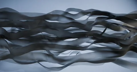 3D animation is an abstract of many thin ribbons fabric on a blue background Stock Footage 337942647