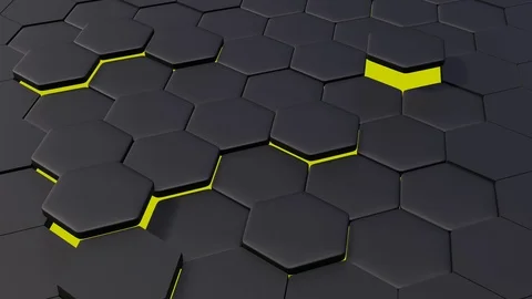 3d animation of abstract modern background honeycomb pattern with yellow light Stock Footage 109164708