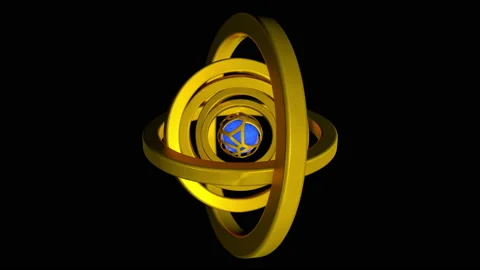 3D animation of abstract perpetual motion machine with alpha channel. Looped Video stock 107531498