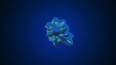 3D animation of Abstract smooth liquid shape. Holographic cloth ball with ripple Stock Footage 139936780