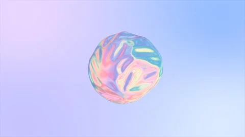 3D animation of an abstract smooth liquid shape. Holographic fabric ball with Stock Illustration