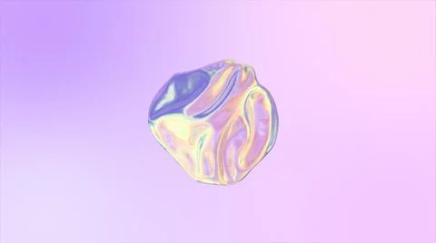 3D animation of an abstract smooth liquid shape. Holographic fabric ball with Stock Illustration