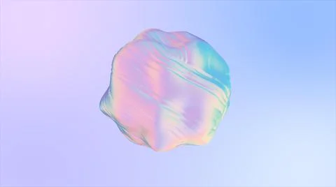 3D animation of an abstract smooth liquid shape. Holographic fabric ball with Stock Illustration