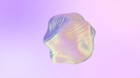 3D animation of an abstract smooth liquid shape. Holographic fabric ball with Stock Illustration