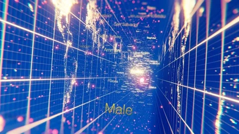 3D animation of an abstract space with a world map Stock Footage 156047923