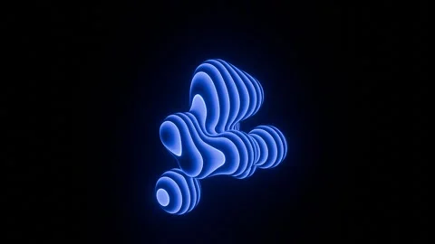 3D animation of abstract volume objects. Abstract liquid blue neon Stock Footage 275217225