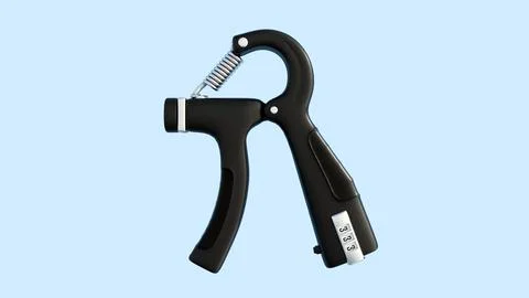 A 3d animation of adjustable blue hand grip strengthener Stock Illustration