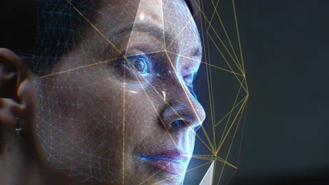 3D animation of AI facial recognition of... | Stock Video | Pond5