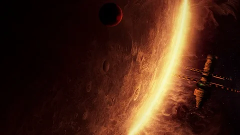 3d animation of an alien space station Stock Footage 104041612