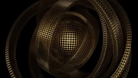 3D animation of the alloy wireframe rings moving around the wireframe sphere Video stock 273813788