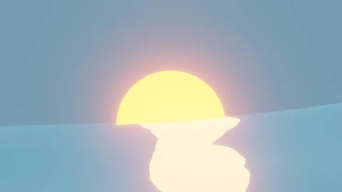 3D Animation. Amazing sunset over the tropical beach. Yellow sun over sea. Stock Footage 153068568