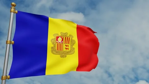 3D animation of Andorra's state flag Stock Footage 255675802