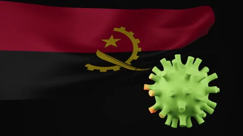 3D animation of Angola flag waving in the disappearance of the covid virus Stock Footage 179078726