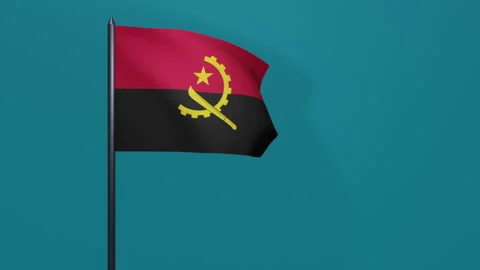 3D animation of Angola flag waving in the wind on a blue background. Stock Footage 208762259