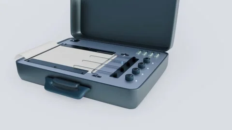 A 3D animation of an antique polygraph machine Stock Footage 283759406