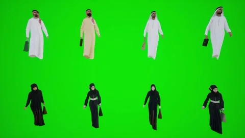 3D animation of Arab couples walking and shopping in Dubai shops from the Video stock 252661838