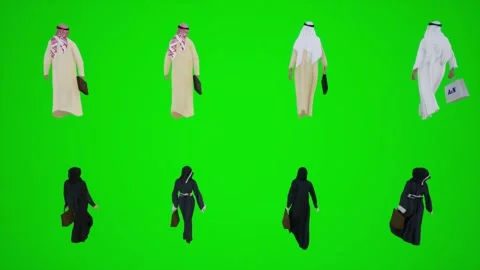3D animation of Arab couples walking and shopping in Dubai shops from the back Stock-Footage 252661840