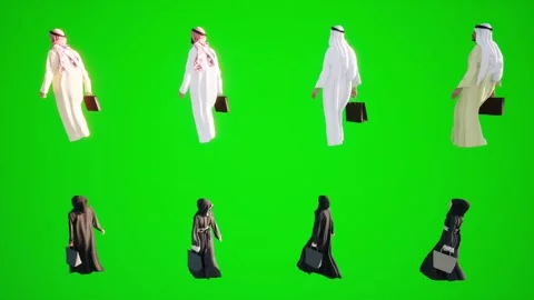 3D animation of Arab couples walking and shopping in Dubai shops from the angle Stock-Footage 252661843