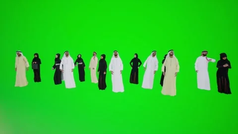 3D animation of Arabs talking on the green screen of Cromaki Street Video stock 246417220