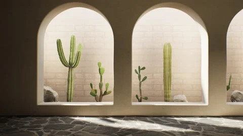3d animation of arches with cacti. Stock Footage 221675121