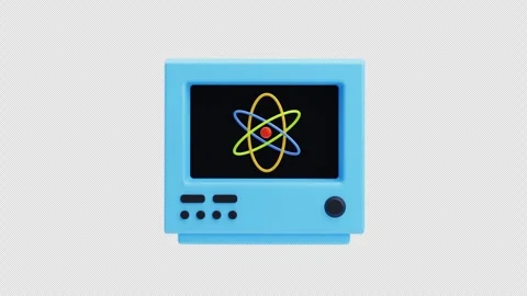 3D Animation of Atom model on science screen Stock Footage 312442043