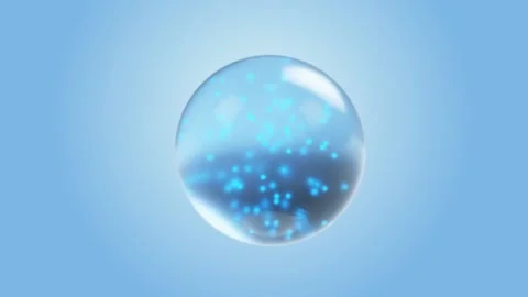 3D Animation Atom molecules flying into Serum Cream Soft ball  Stock Footage 140969740