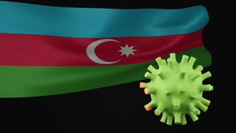 3D animation of Azerbaijan flag waving in the disappearance of the covid virus Stock Footage 179078786