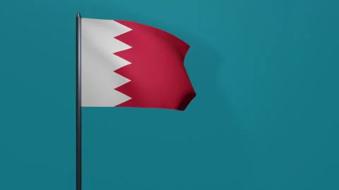 3D animation of Bahrain flag waving in the wind on a blue background. Stock Footage 208764033