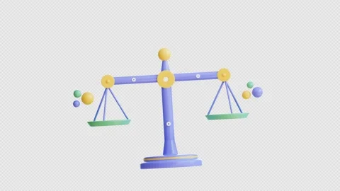 3d animation Balance scale with two balls. Alpha Channel. Stock Footage 274052877