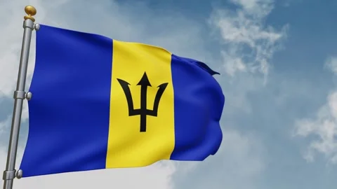 3D animation of the Barbados flag  Stock Footage 255676386