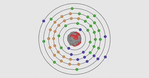 3D animation of a Barium ( Ba , Z=56 ) atom on a transparent background showing Stock Footage 339875209